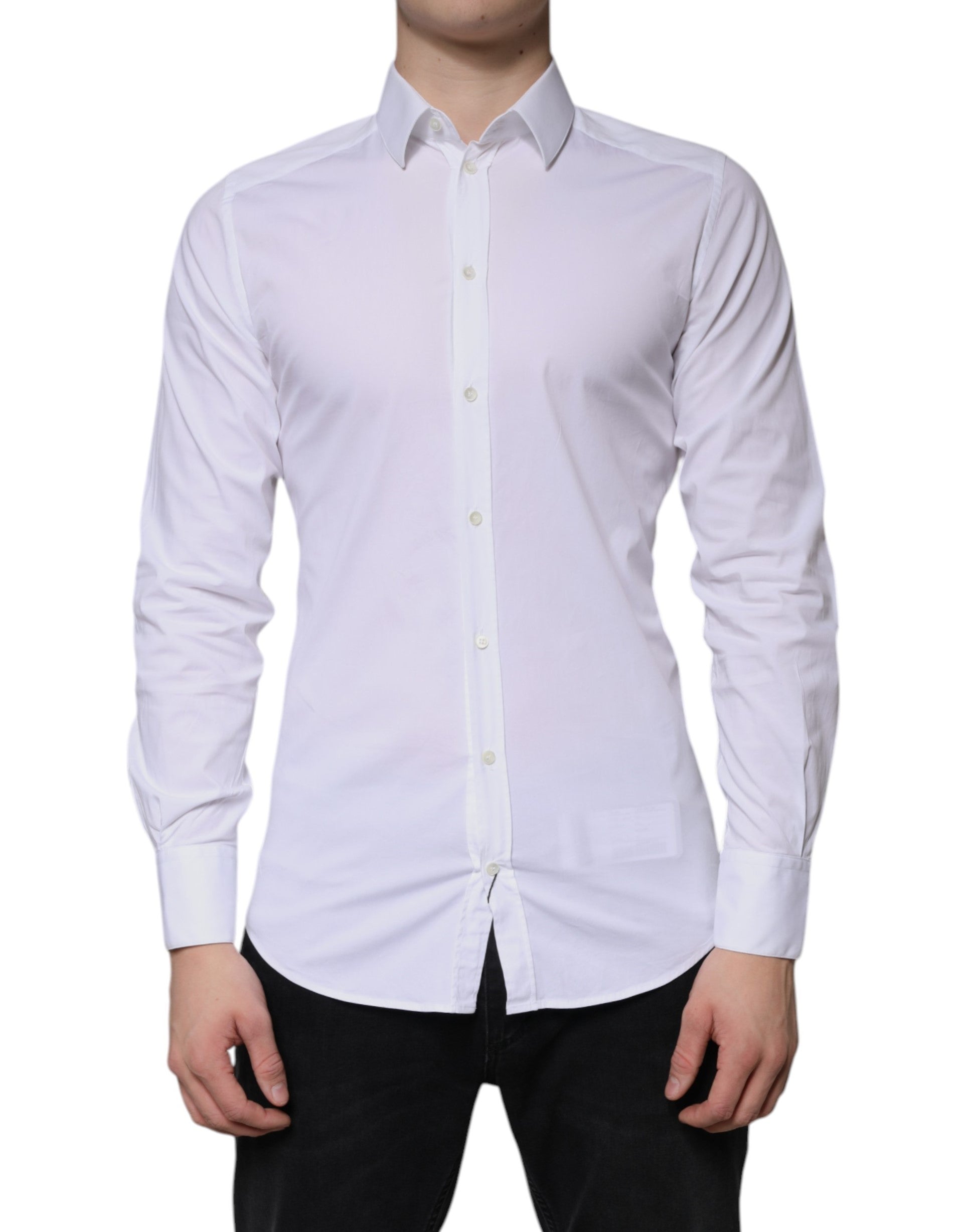 Dolce & Gabbana White formal men's shirt GOLD made of cotton